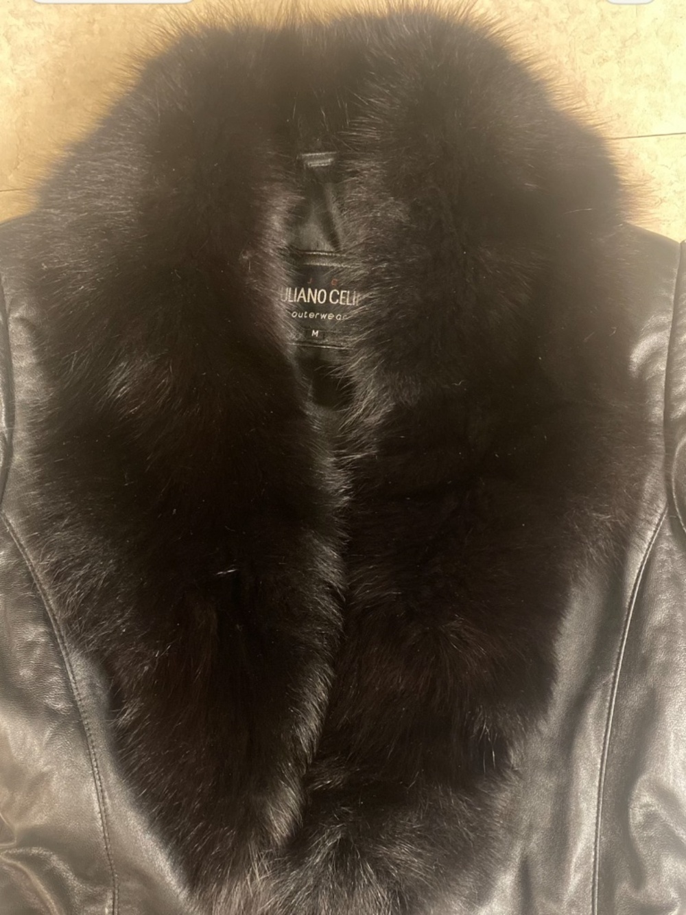 Woman’s Juliano Celini Leather Coat w/ Fur Collar